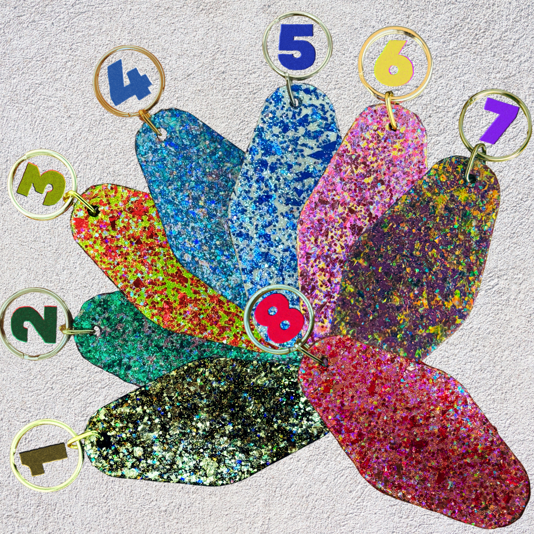 GLITTER BARK KEYCHAINS