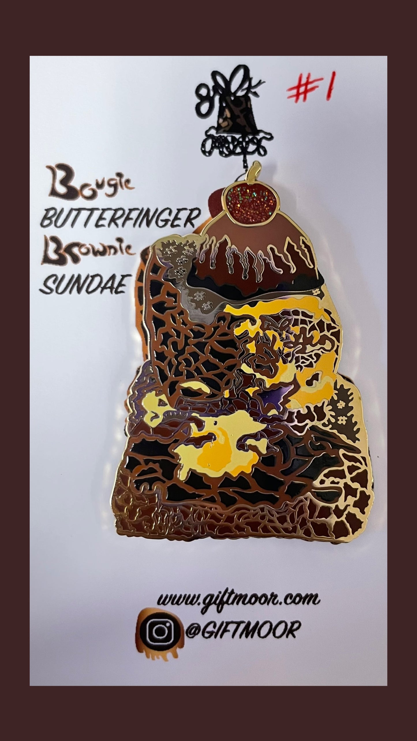 SECONDS: Bougie Butterfinger Brownie Sundae Hard Enamel Pin (2 in)
