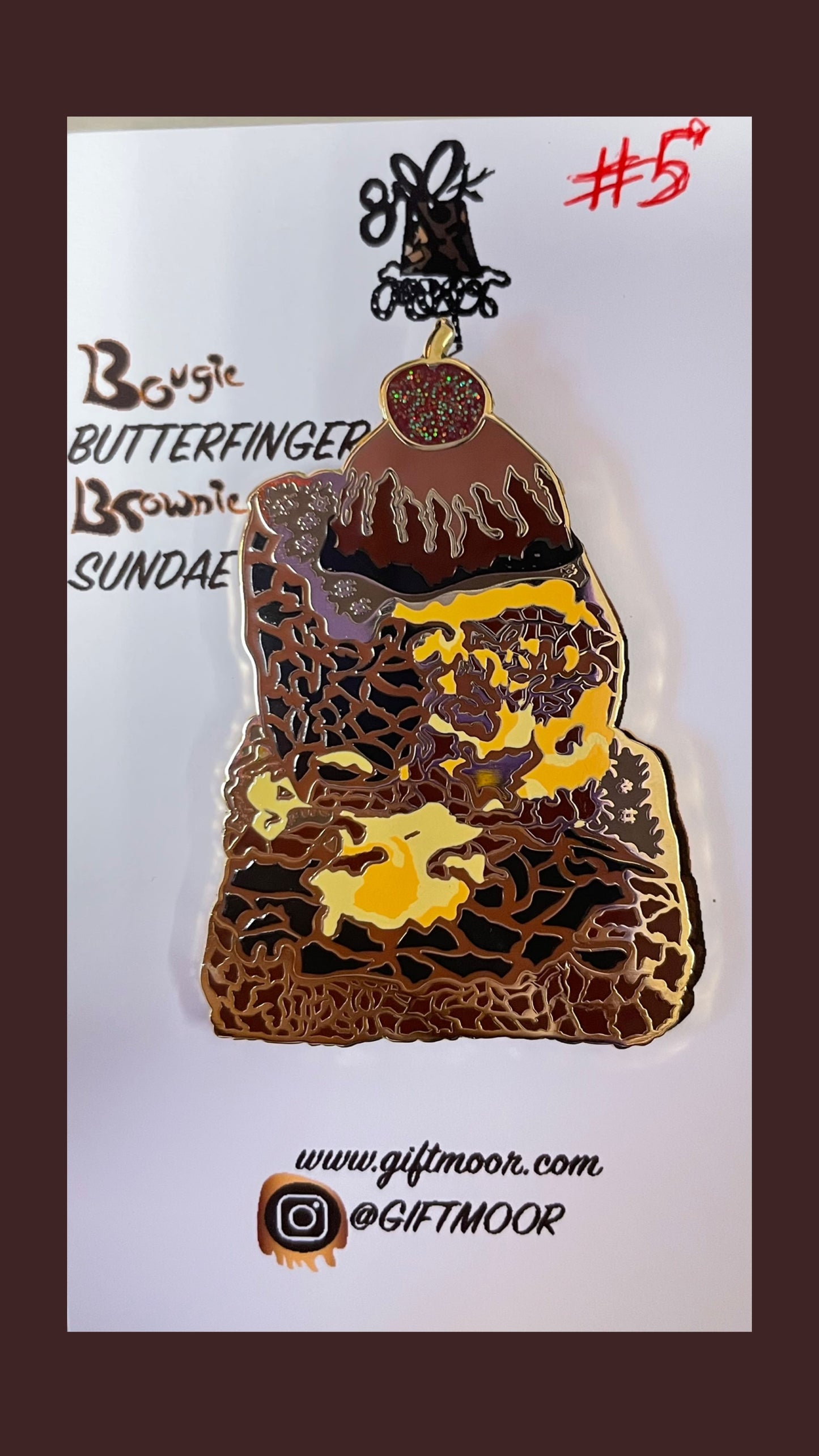 SECONDS: Bougie Butterfinger Brownie Sundae Hard Enamel Pin (2 in)
